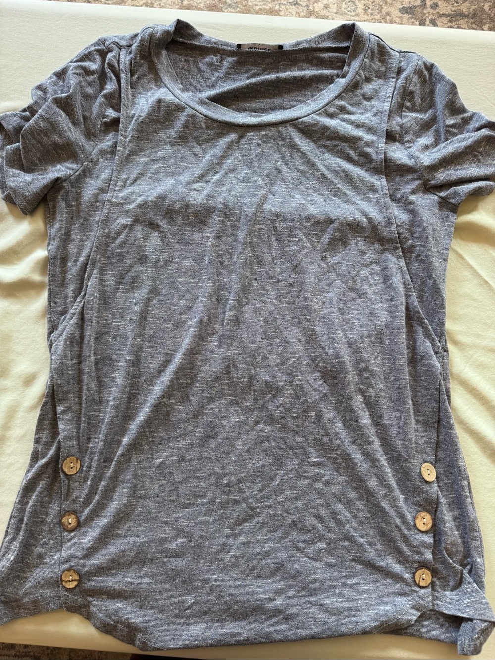 Women’s Gray Blue Short-Sleeve Button Detail Nursing Top